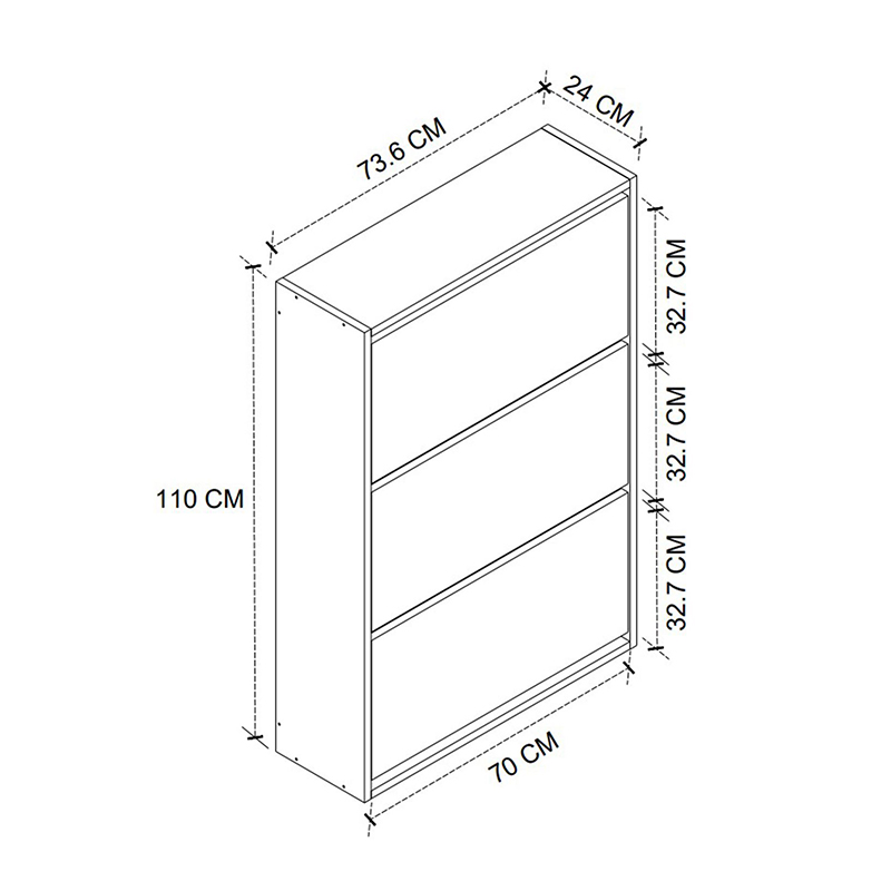 Παπουτσοθήκη Nave Megapap 18 ζευγών χρώμα pine oak 73,6x24x110εκ.