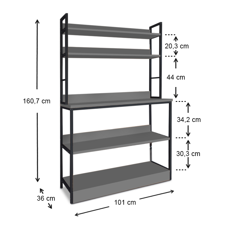 Έπιπλο κουζίνας Foyer Megapap χρώμα μαύρο - ανθρακί 101x36x160,7εκ.
