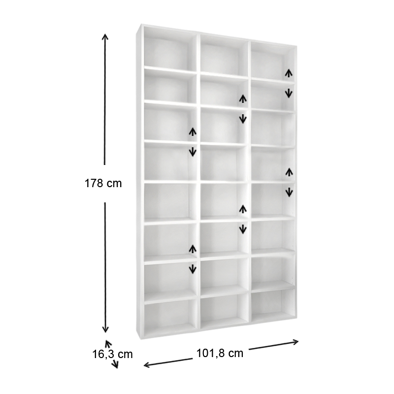 Βιβλιοθήκη Fyodor Megapap χρώμα λευκό 102x16x178εκ.