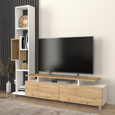 Σύνθεση τηλεόρασης Tulip Megapap χρώμα λευκό - sepet oak 160x29,5x160εκ. Σύνθεση τηλεόρασης Tulip Megapap χρώμα λευκό - sepet oak 160x29,5x160εκ.
