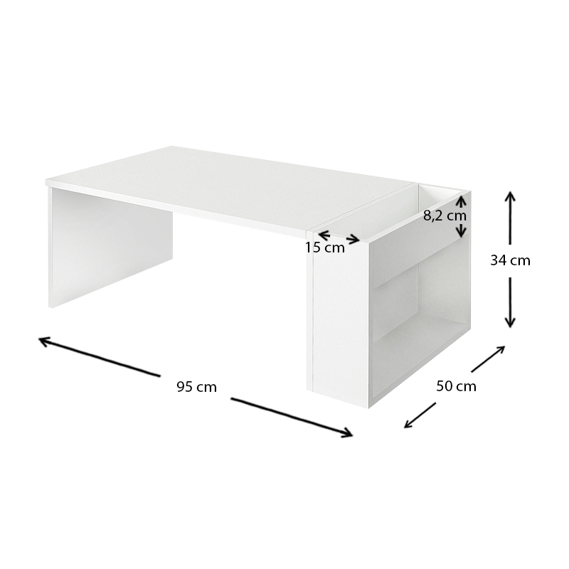 Τραπεζάκι σαλονιού View Megapap χρώμα λευκό 95x50x34εκ.