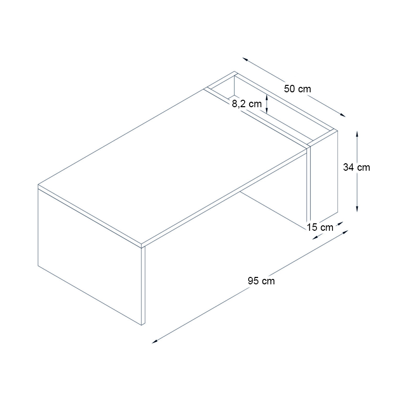 Τραπεζάκι σαλονιού View Megapap χρώμα λευκό - καρυδί 95x50x34εκ.