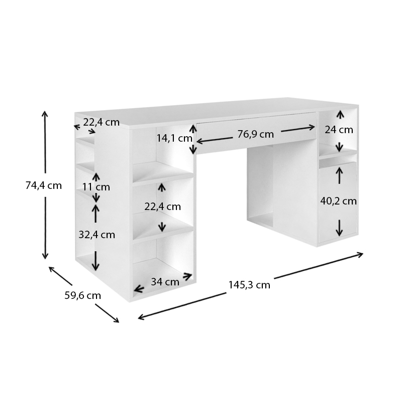 Γραφείο εργασίας Pontus Megapap χρώμα λευκό 145x60x74,4εκ.