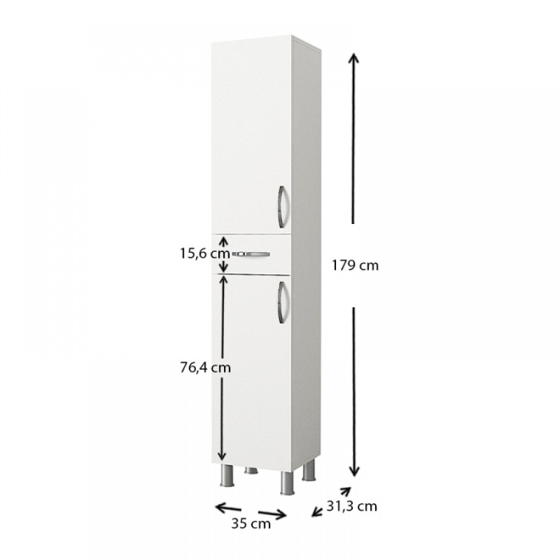 Ντουλάπι κουζίνας - μπάνιου Selina Megapap χρώμα ανθρακί 35x31x179εκ. Ντουλάπι κουζίνας - μπάνιου Selina Megapap χρώμα ανθρακί 35x31x179εκ.