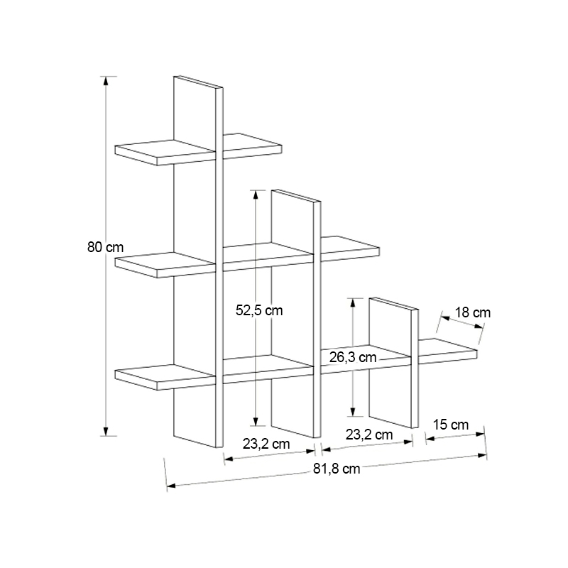 Ραφιέρα τοίχου Juke Megapap χρώμα λευκό 81,8x18x80εκ.