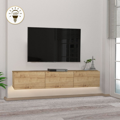 Έπιπλο τηλεόρασης επιτοίχιο Damla Megapap με LED χρώμα sapphire oak 180x29,5x29,5εκ. Έπιπλο τηλεόρασης επιτοίχιο Damla Megapap με LED χρώμα sapphire oak 180x29,5x29,5εκ.