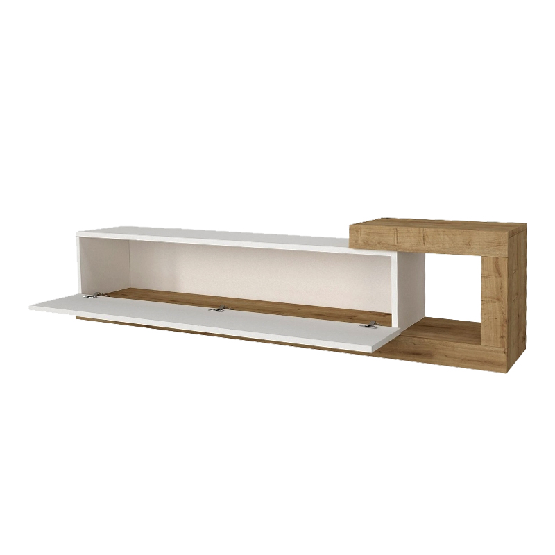 Έπιπλο τηλεόρασης επιτοίχιο Volare Megapap χρώμα λευκό - sapphire oak 150x29,6x38,6εκ.