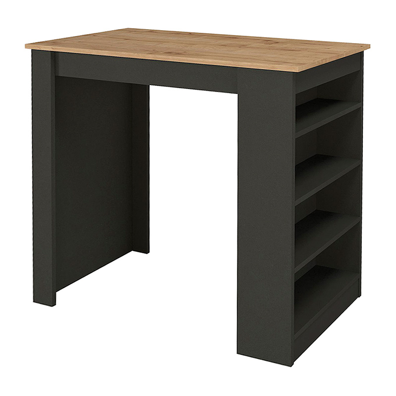 Τραπέζι μπαρ Monaco Megapap χρώμα ανθρακί - sapphire oak 120x51,6x101,8εκ.
