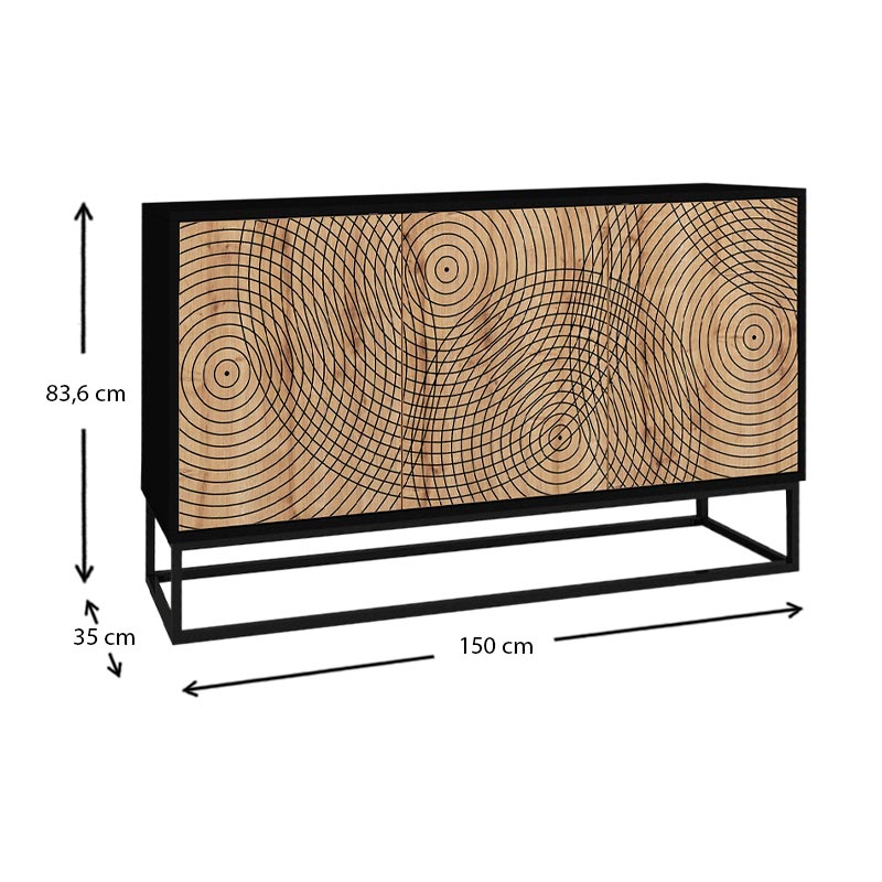 Μπουφές Themis Megapap χρώμα μαύρο - sapphire oak 150x35x83,6εκ.