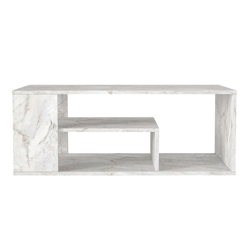 Τραπεζάκι σαλονιού Abdera Megapap χρώμα λευκό εφέ μαρμάρου 110x60x42εκ.