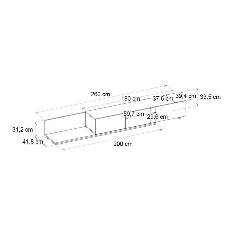 Έπιπλο τηλεόρασης Enstey Megapap επεκτεινόμενο χρώμα sapphire oak - λευκό 260x41,8x33,5εκ. Έπιπλο τηλεόρασης Enstey Megapap επεκτεινόμενο χρώμα sapphire oak - λευκό 260x41,8x33,5εκ.