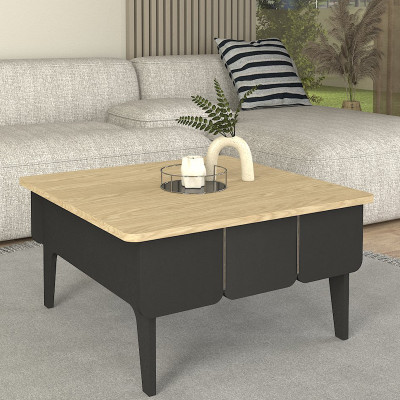 Τραπεζάκι σαλονιού Pedro Megapap χρώμα ανθρακί - rota oak 73,2x73,2x38,6εκ.