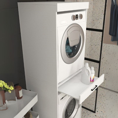 Έπιπλο πλυντηρίου - στεγνωτηρίου Fika Megapap χρώμα λευκό 67x61,8x198,5εκ.