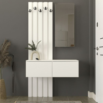 Έπιπλο εισόδου Kanso Megapap χρώμα λευκό 100x35x196,7εκ. Έπιπλο εισόδου Kanso Megapap χρώμα λευκό 100x35x196,7εκ.