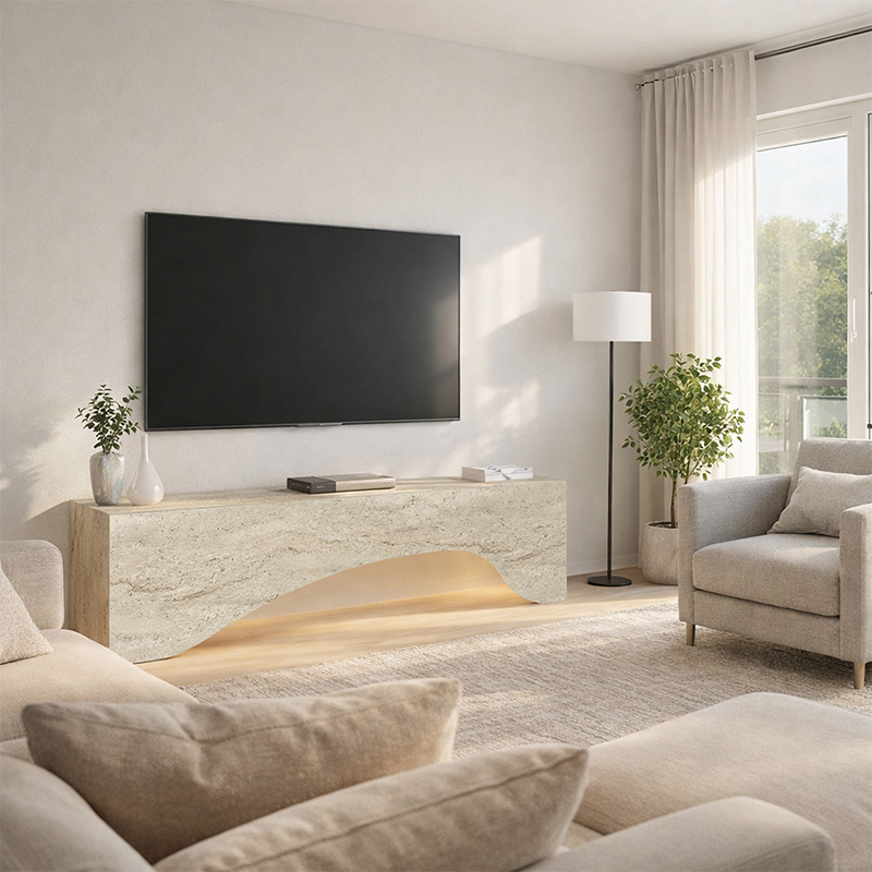 Έπιπλο τηλεόρασης Mara Megapap με LED χρώμα travertine 150x31,4x40εκ. Έπιπλο τηλεόρασης Mara Megapap με LED χρώμα travertine 150x31,4x40εκ.