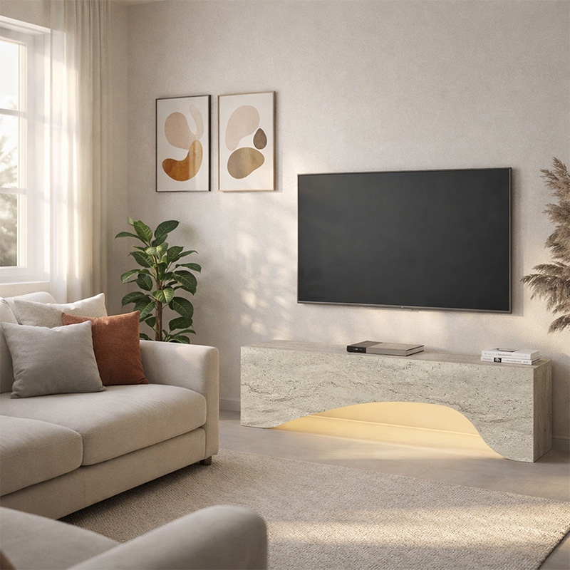 Έπιπλο τηλεόρασης Mara Megapap με LED χρώμα travertine 150x31,4x40εκ. Έπιπλο τηλεόρασης Mara Megapap με LED χρώμα travertine 150x31,4x40εκ.