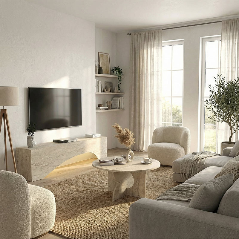Έπιπλο τηλεόρασης Mara Megapap με LED χρώμα travertine 150x31,4x40εκ. Έπιπλο τηλεόρασης Mara Megapap με LED χρώμα travertine 150x31,4x40εκ.