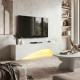 Έπιπλο τηλεόρασης Mara Megapap με LED χρώμα λευκό 150x31,4x40εκ.