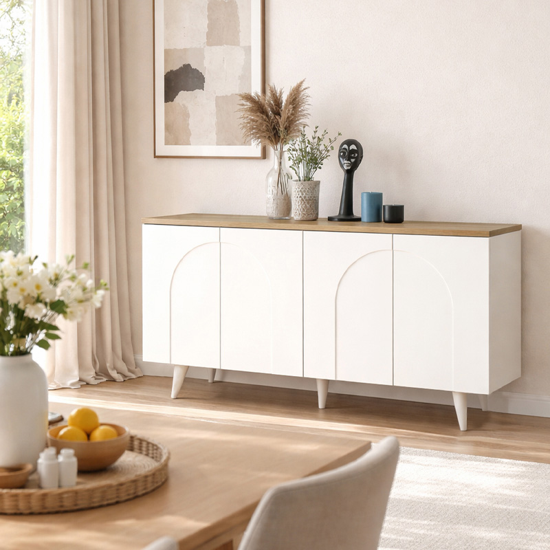 Μπουφές Bono Megapap χρώμα λευκό - sepet oak 150x45x74,6εκ.
