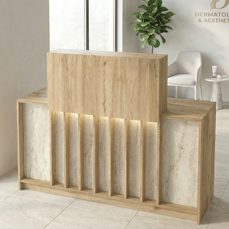 Γραφείο υποδοχής - reception Davis Megapap με LED χρώμα sepet oak - travertine 150x41,8x115εκ. Γραφείο υποδοχής - reception Davis Megapap με LED χρώμα sepet oak - travertine 150x41,8x115εκ.