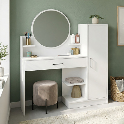 Τουαλέτα με καθρέπτη Andera Megapap χρώμα λευκό 123,9x35x144,4εκ.