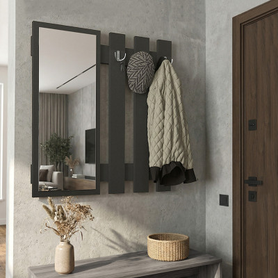 Κρεμάστρα τοίχου με καθρέπτη Folin Megapap χρώμα ανθρακί 90x4x90εκ. Κρεμάστρα τοίχου με καθρέπτη Folin Megapap χρώμα ανθρακί 90x4x90εκ.
