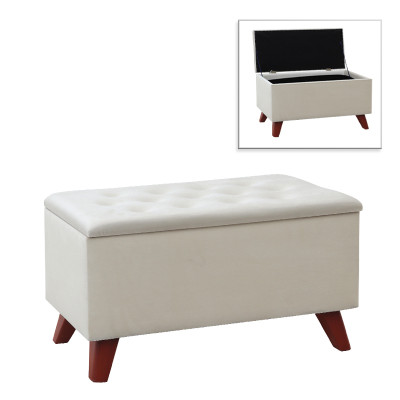 Σκαμπώ - Ταμπουρέ Lotus Megapap βελούδινο χρώμα κρεμ 90x40x50εκ.