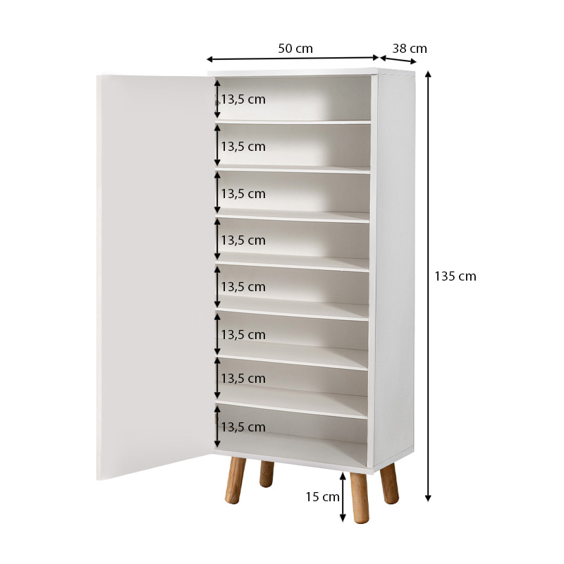 Ντουλάπι κουζίνας/μπάνιου - Παπουτσοθήκη Assiri Megapap χρώμα λευκό 50x38x135εκ. Ντουλάπι κουζίνας/μπάνιου - Παπουτσοθήκη Assiri Megapap χρώμα λευκό 50x38x135εκ.