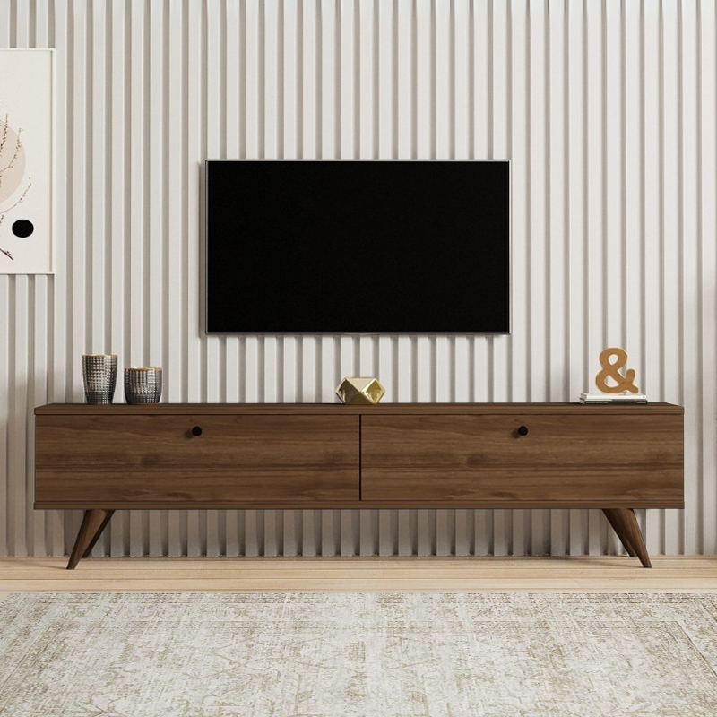 Έπιπλο τηλεόρασης Paris Megapap χρώμα καρυδί 160x25x35εκ.