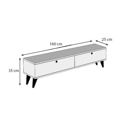 Έπιπλο τηλεόρασης Paris Megapap χρώμα καρυδί 160x25x35εκ.