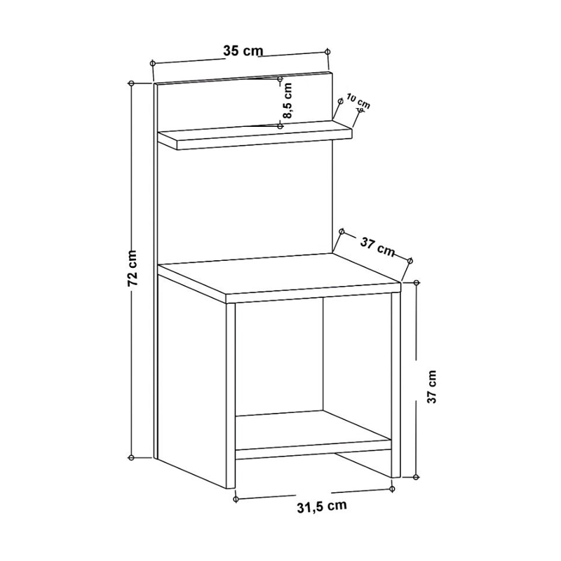 Κομοδίνο Ulman Megapap χρώμα ανθρακί 35x37x72εκ.