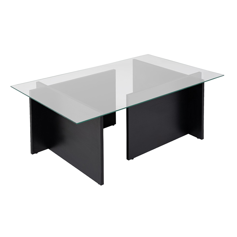 Τραπεζάκι σαλονιού Vetrino Megapap γυάλινο χρώμα μαύρο 105x65x40εκ.