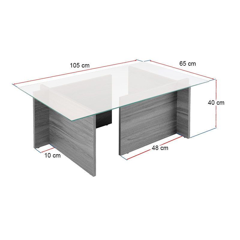 Τραπεζάκι σαλονιού Vetrino Megapap γυάλινο χρώμα μαύρο 105x65x40εκ.