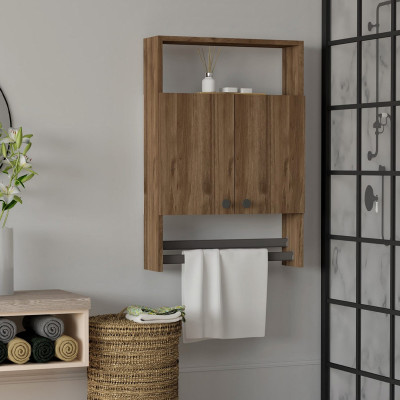 Ντουλάπι μπάνιου επιτοίχιο Ela Megapap χρώμα καρυδί 60x15x87εκ.