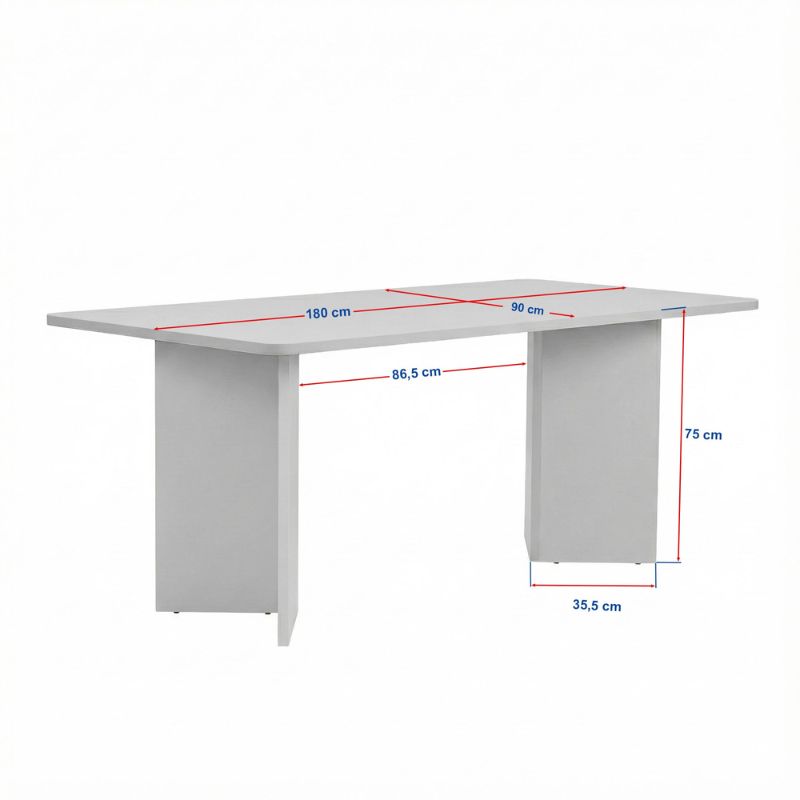 Τραπέζι Linza Megapap χρώμα λευκό 180x90x75εκ.