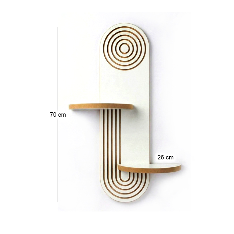 Ραφιέρα τοίχου Artwill Megapap Mdf χρώμα λευκό - oak 46x13x70εκ.