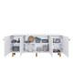 Μπουφές Bohemian Megapap χρώμα λευκό - φυσικό οξιάς 180x40x75εκ.
