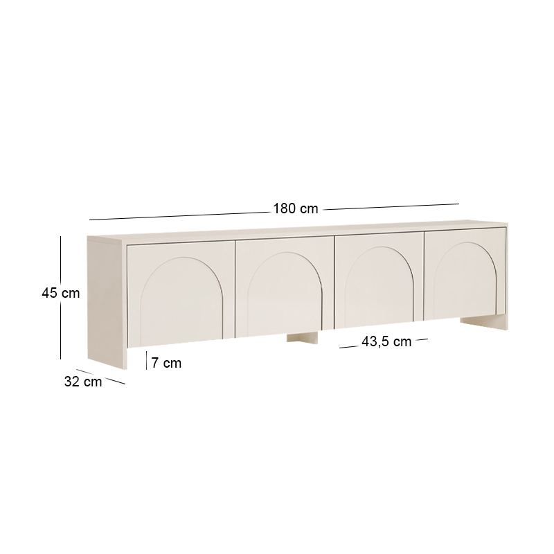 Έπιπλο τηλεόρασης Aurelia Megapap χρώμα κρεμ 180x32x45εκ.