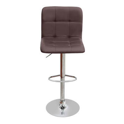 Σκαμπό μπαρ Carmelo Megapap με ρυθμιζόμενο ύψος PU καφέ - βάση χρωμίου 45x42x90/113εκ.