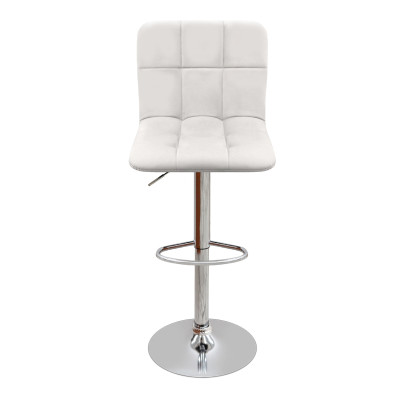 Σκαμπό μπαρ Carmelo Megapap με ρυθμιζόμενο ύψος PU λευκό - βάση χρωμίου 45x42x90/113εκ.