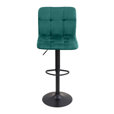 Σκαμπό μπαρ Carmelo Megapap με ρυθμιζόμενο ύψος βελούδο κυπαρισσί - βάση μαύρο ματ 45x42x90/113εκ.