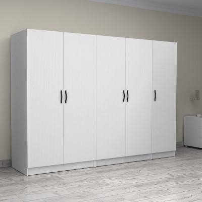 Ντουλάπα ρούχων Victoria Megapap πεντάφυλλη χρώμα λευκό 250x60x181εκ. Ντουλάπα ρούχων Victoria Megapap πεντάφυλλη χρώμα λευκό 250x60x181εκ.