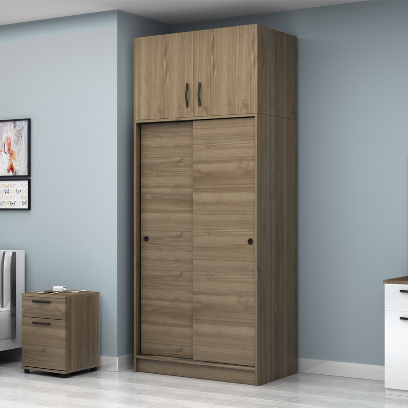 Ντουλάπα ρούχων Regio Megapap δίφυλλη συρόμενη με πατάρι χρώμα καρυδί 100x60x240εκ. Ντουλάπα ρούχων Regio Megapap δίφυλλη συρόμενη με πατάρι χρώμα καρυδί 100x60x240εκ.