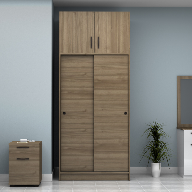 Ντουλάπα ρούχων Regio Megapap δίφυλλη συρόμενη με πατάρι χρώμα καρυδί 100x60x240εκ. Ντουλάπα ρούχων Regio Megapap δίφυλλη συρόμενη με πατάρι χρώμα καρυδί 100x60x240εκ.