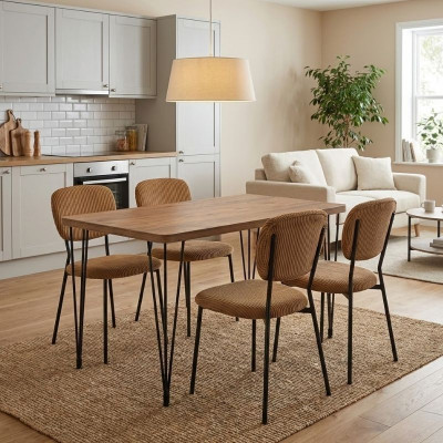 Σετ τραπεζαρία 5τμχ Roger - Kevin Megapap Mdf - ύφασμα χρώμα ακακίας - μουσταρδί 120x70x75εκ. Σετ τραπεζαρία 5τμχ Roger - Kevin Megapap Mdf - ύφασμα χρώμα ακακίας - μουσταρδί 120x70x75εκ.