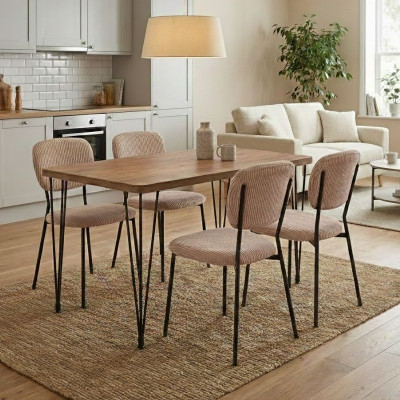 Σετ τραπεζαρία 5τμχ Roger - Kevin Megapap Mdf - ύφασμα χρώμα ακακίας - μόκα 120x70x75εκ. Σετ τραπεζαρία 5τμχ Roger - Kevin Megapap Mdf - ύφασμα χρώμα ακακίας - μόκα 120x70x75εκ.