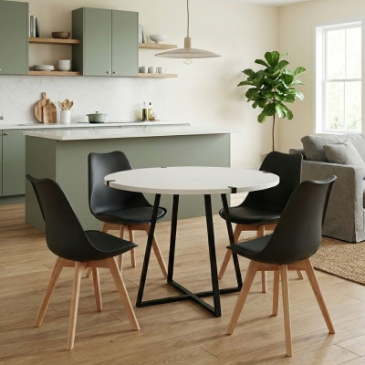 Σετ τραπεζαρία 5τμχ Rubes - Viva Megapap χρώμα λευκό - μαύρο Ø100x78εκ. Σετ τραπεζαρία 5τμχ Rubes - Viva Megapap χρώμα λευκό - μαύρο Ø100x78εκ.