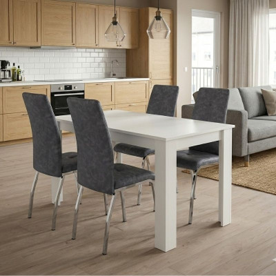 Σετ τραπεζαρία 5τμχ Darlen - Alma Megapap χρώμα λευκό - γκρι 125x72x74εκ. Σετ τραπεζαρία 5τμχ Darlen - Alma Megapap χρώμα λευκό - γκρι 125x72x74εκ.