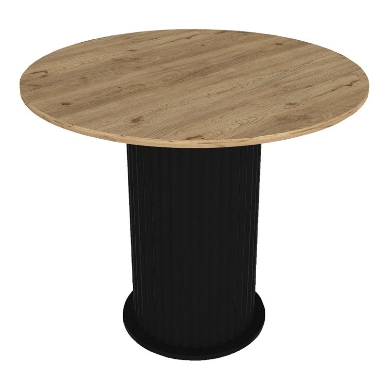 Σετ τραπεζαρία 5τμχ Bohema - Kevin Megapap χρώμα μαύρο/sepet oak - μουσταρδί Ø90x77,7εκ.