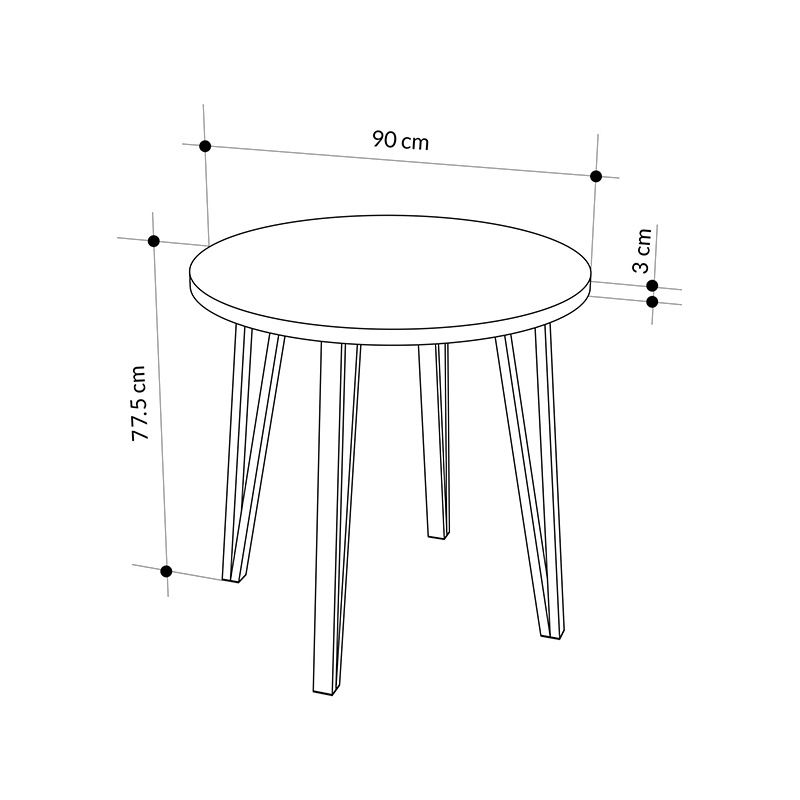 Σετ τραπεζαρία 5τμχ Xana - Nova Megapap χρώμα sepet oak - γκρι Ø90x77,5εκ.